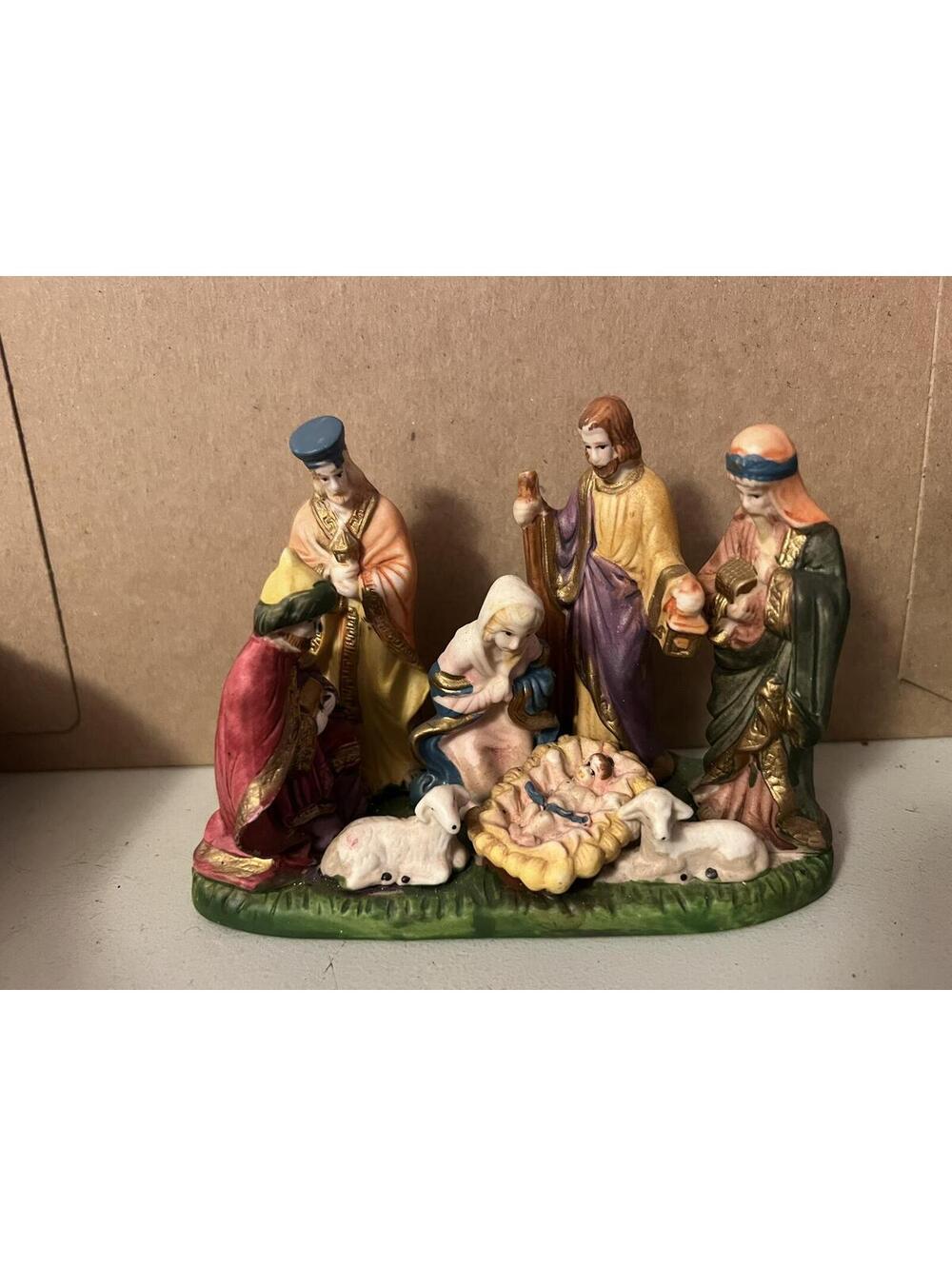 Hand-Painted Nativity Scene Figurine Set